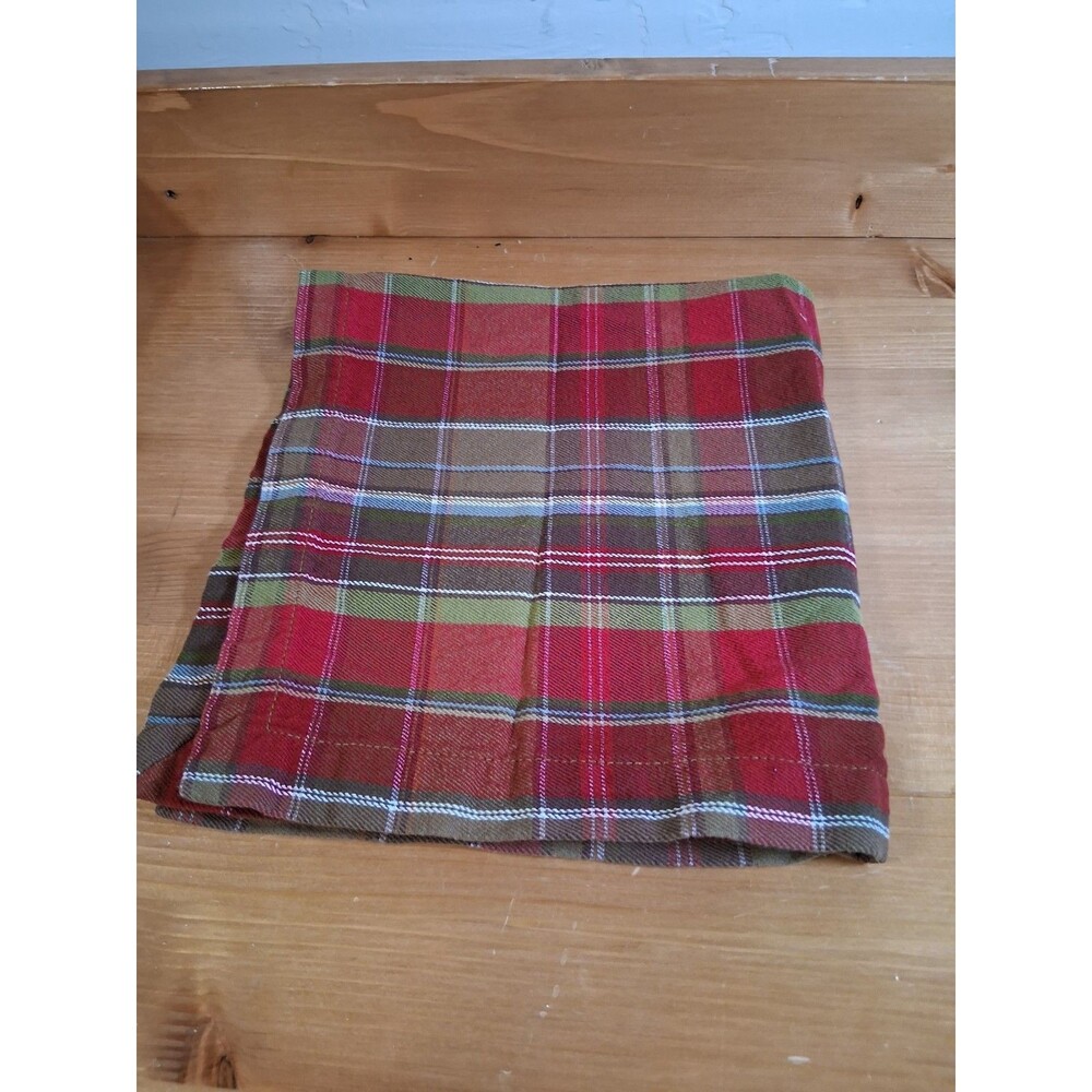 Pottery Barn Plaid Napkin red & green Cotton 20 "x20"